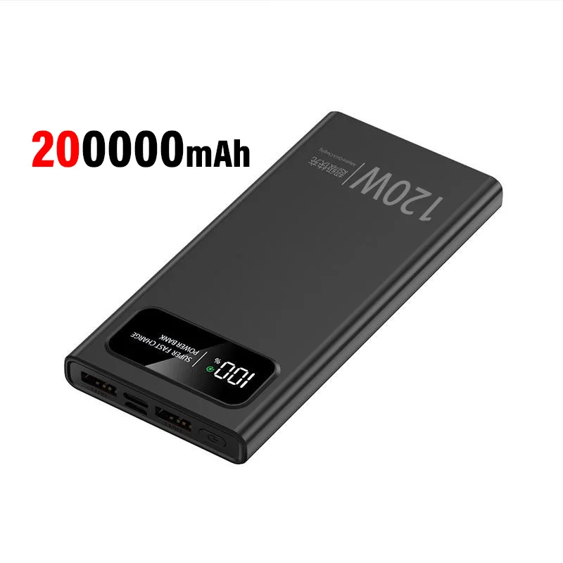200000mAh 120W Power Bank a ricarica rapida capacità Super Ultralarge per batteria esterna di alimentazione Mobile per Iphone Xiaomi Vivo: green