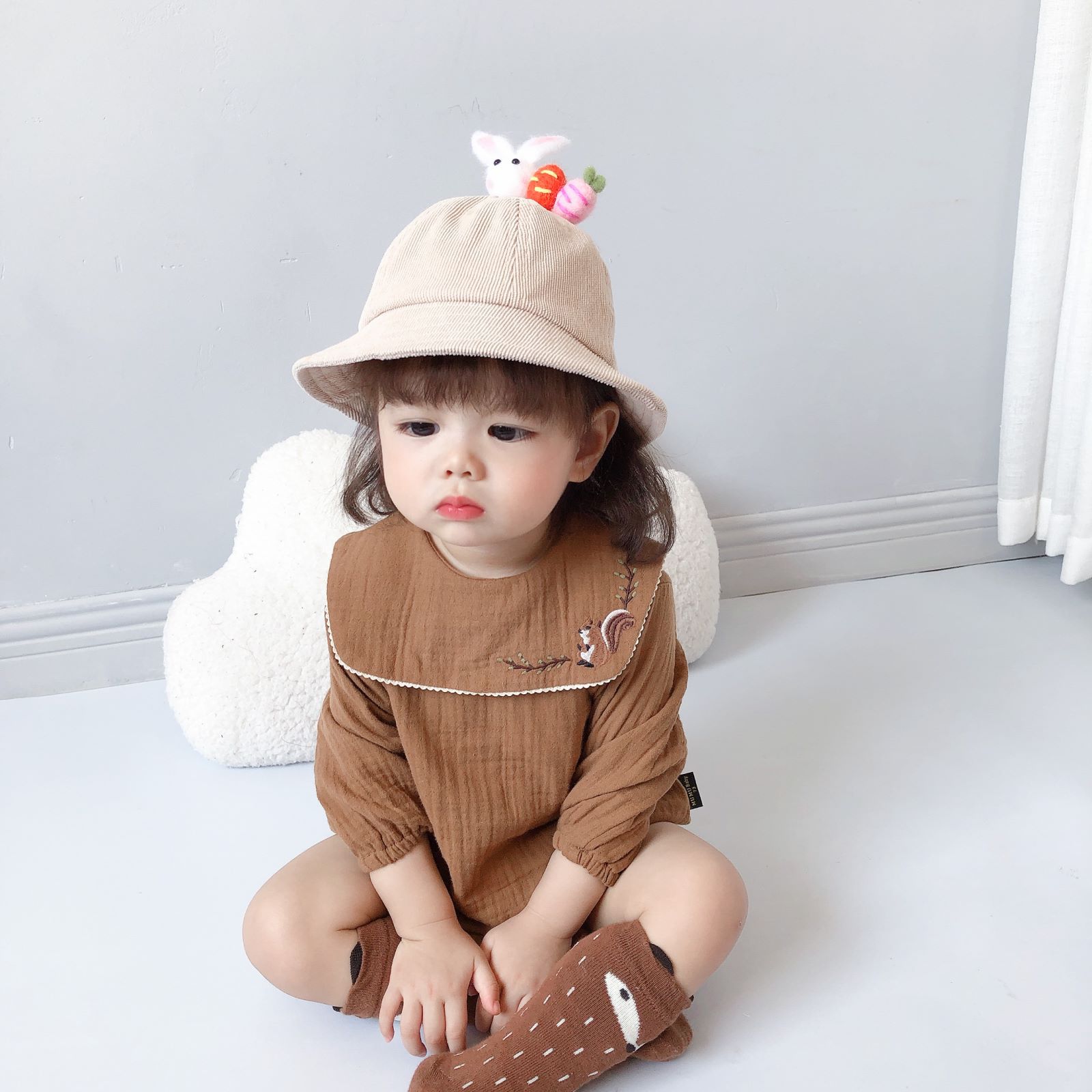 Herfst Baby Jongens Meisjes Kleding Set Baby Lange Mouw Geborduurde Bodysuit En Peuter Corduroy Overalls Jumpsuit Baby Outfits: HY118bodysuit2 / 6m