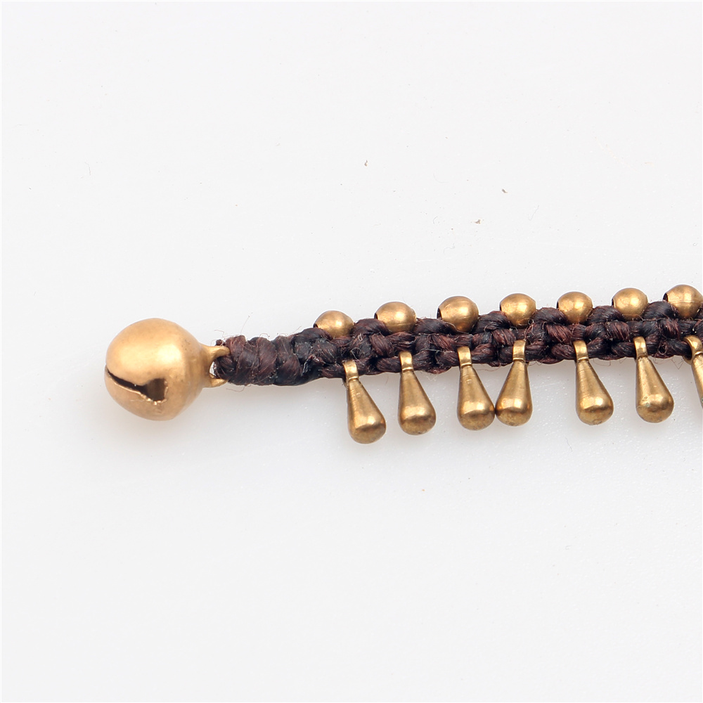Handmade Anklets For Women Hand-Woven Water Shape Alloy Wax Rope Chain Bracelet Vintage Anklet Foot Chain On The Leg
