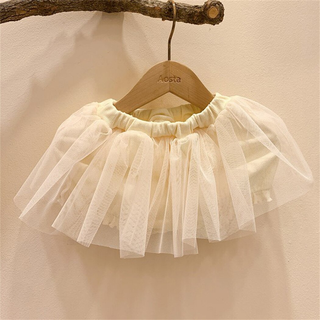 Soft Breathable Baby Tulle Skirt for Girls Clothing Spring Summer Cotton Ribbed Skirt Short for Children Pettiskirts 0-24M: Cream / 0-6 Months 66