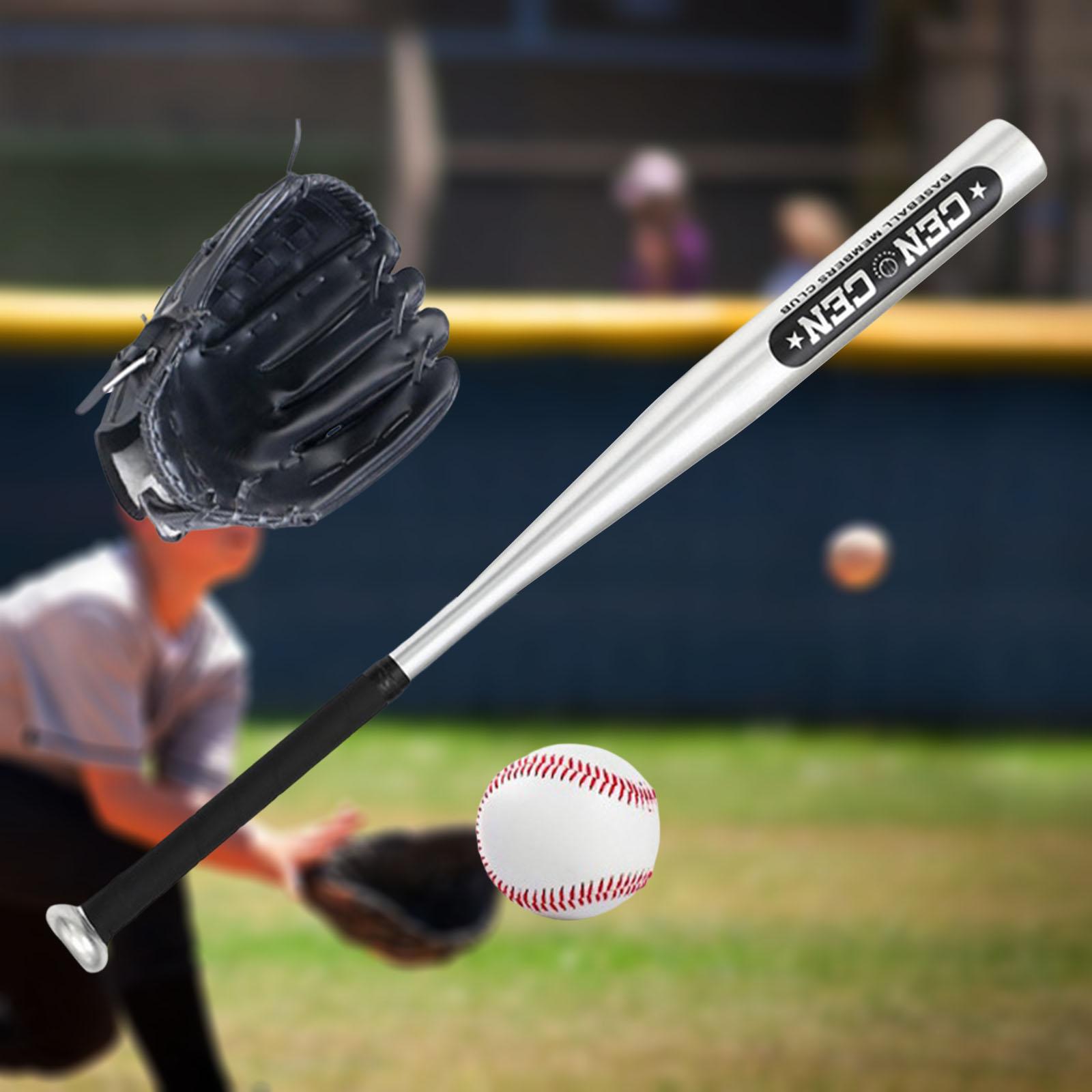 Baseball Bat Set with Baseball Glove and Ball Traing Ball for Home Teenagers: Black Left Glove