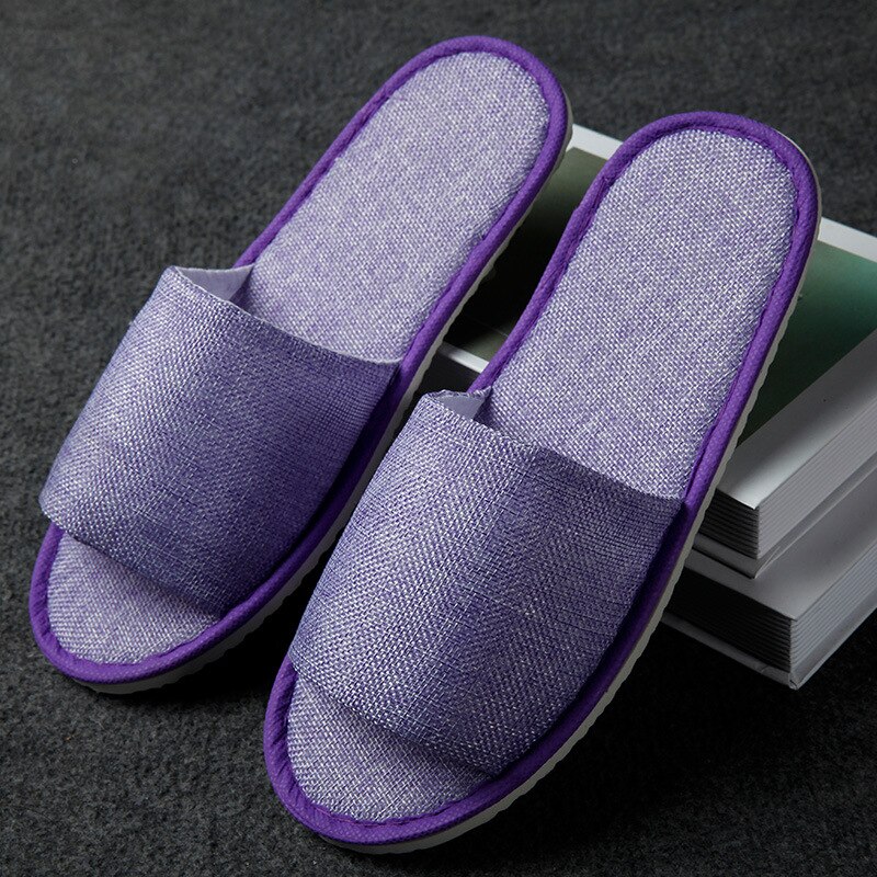 20 pairs Hanf Einfache Hausschuhe Männer Frauen Hotel Travel Spa Tragbare Klapp Haus Einweg Hause Gast Indoor Hausschuhe Große Größe: Purple / 5