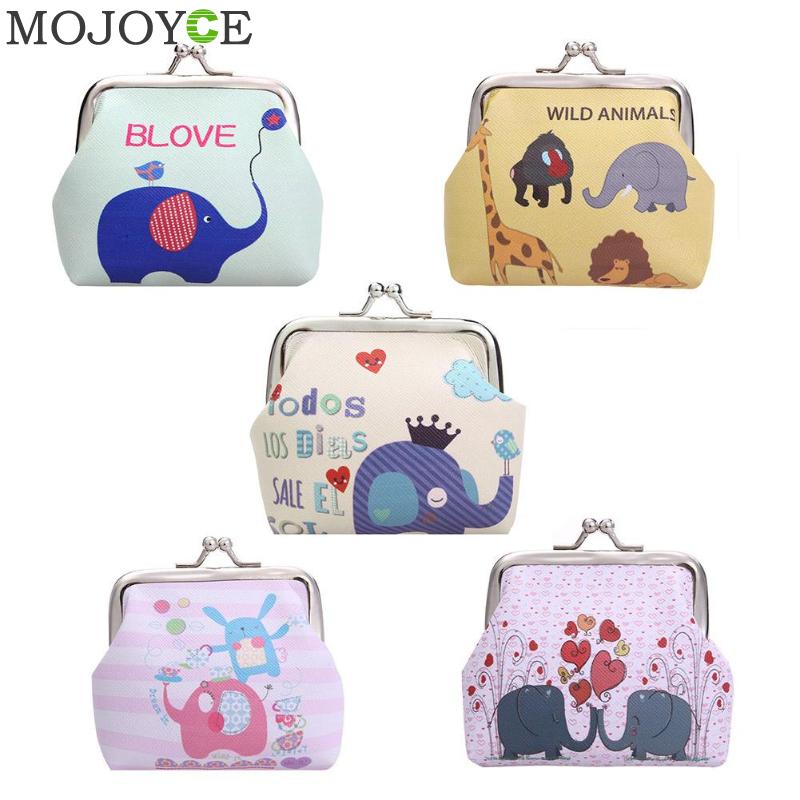 Exclusive Elephant Print Mini Coin Bag Women Coin Purses Cartoon Pattern Cute Small Bag Clutch Zero Wallet