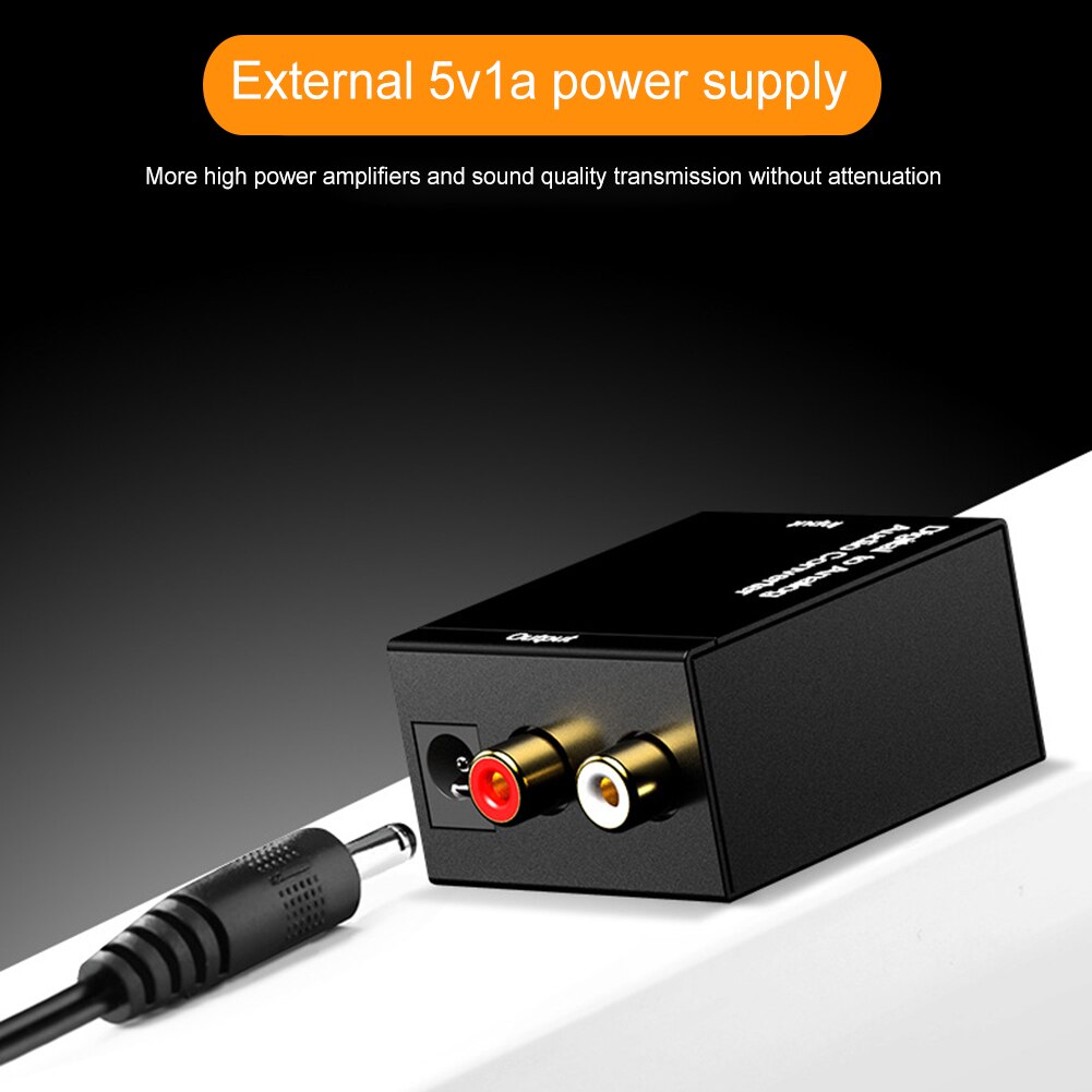 Amplificador de señal Digital óptica SPDIF Toslink, adaptador Coaxial a analógico, Chip Dual, DAC Jack 2 x RCA, decodificador