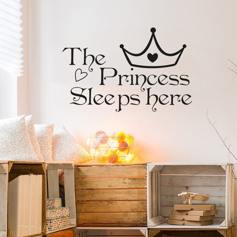 De Prinses Slaapt Hier Muursticker Voor Baby Meisje Slaapkamer Decor Achtergrond Home Decoratie Stickers Art Decals Behang