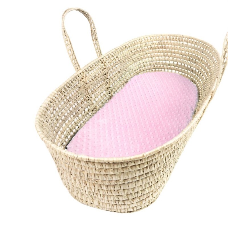 Bassinet lakan minky dot lakan supermjukt andningsbart flexibelt för vagga moses korg: Rosa