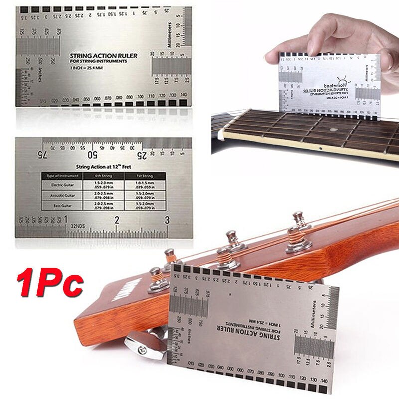 Luthier Guitar Measuring Ruler String Action Gauge String Pitch Ruler for Bass Classical Electric Acoustic Guitar Tools Rulers
