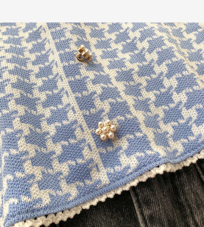 Oudea – débardeur à bretelles en pied-de-poule pour femme, haut court décontracté avec boutons en perles, Vintage, boîte Picto Edge, été