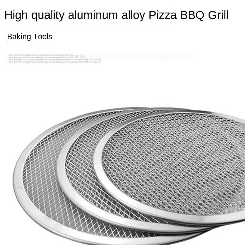 Aluminum Thickened Pizza Baking Pan Mesh Kitchen Pizza Tool Pizza Grill Tool Pizza Mesh Screen Fitting Baking Mould Accessories