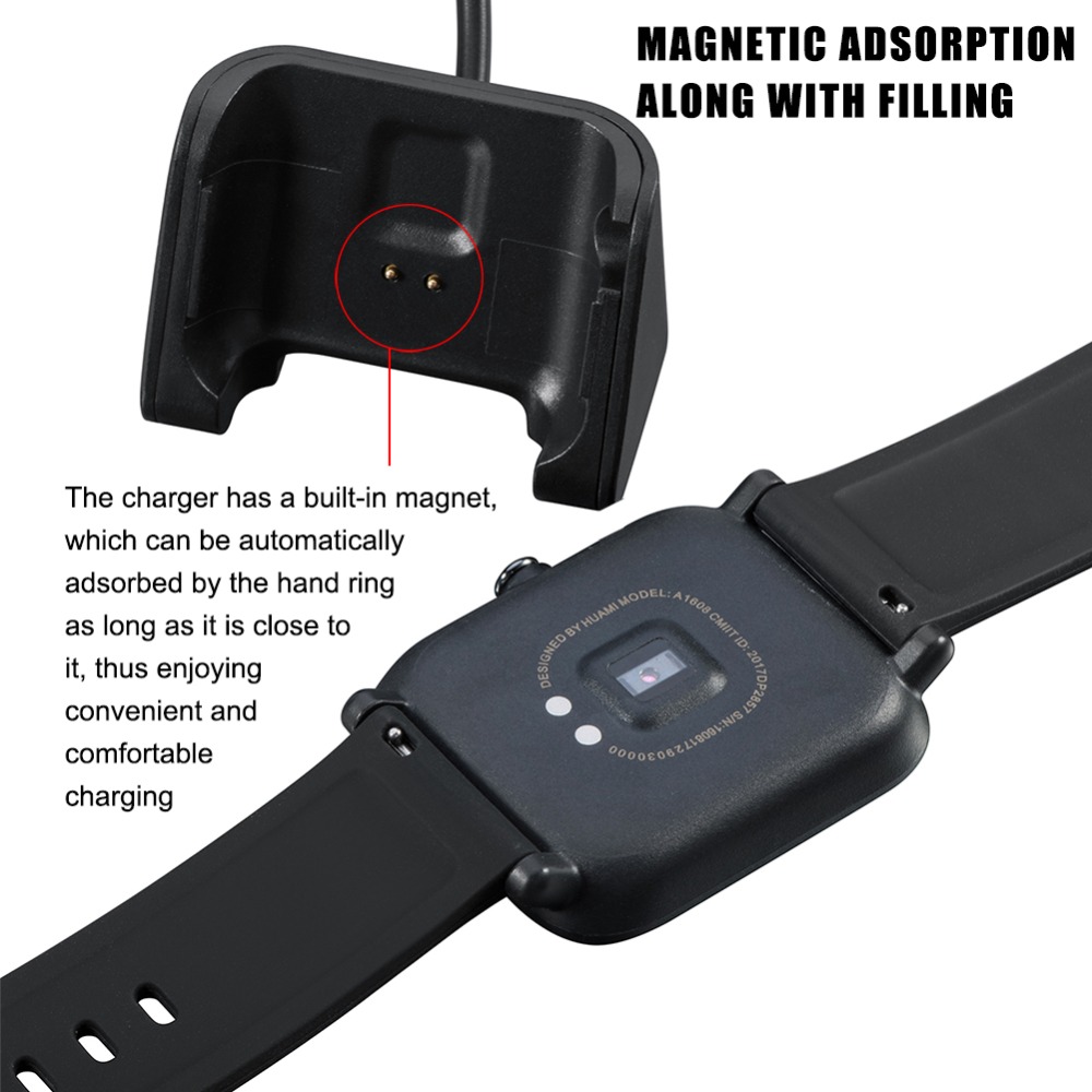 Usb opladning kabel holder dock oplader til xiaomi huami amazfit bip smart watch youth edition smartband opladere