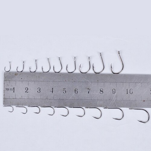 500 Pcs 10 Sizes Assorted Sharpened Carbon Steel Fishing Hooks with Tackle Box Fly Fishing Jip Barbed Carp Hooks Sea Tackle