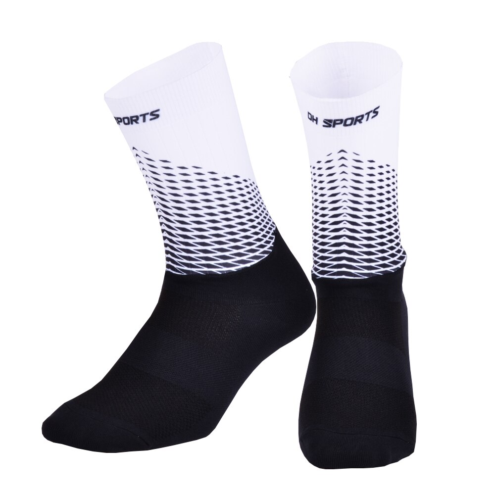 Upgraded Anti Slip Cycling Socks Men Women Mountain Bike Road Bicycle Socks Compression Outdoor Running Sport Sock: White / L ( EU 40-46 )