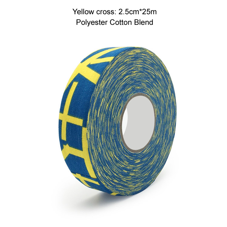 3 Rolls Hockey Grip Tape Cotton Hockey Stick Tape colorato Sport sicurezza campo da ghiaccio Hockey Badminton Golf Tape 2.5cm x 25m: 3 rools Yellow cross