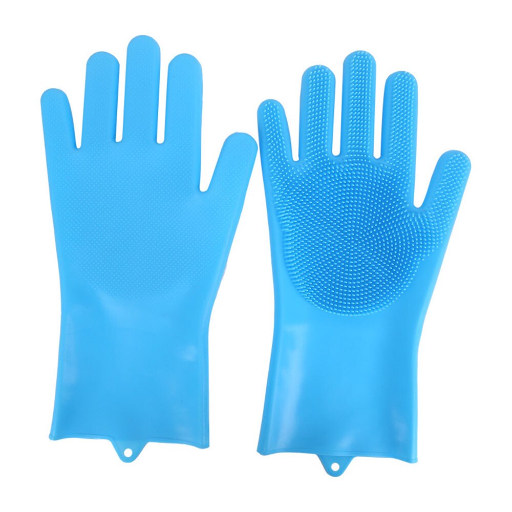 Gants de toilettage en Silicone pour animaux de compagnie, mitaine de bain pour chiens et chats, brosse en latex, accessoire de douche pour animaux de compagnie: Blue