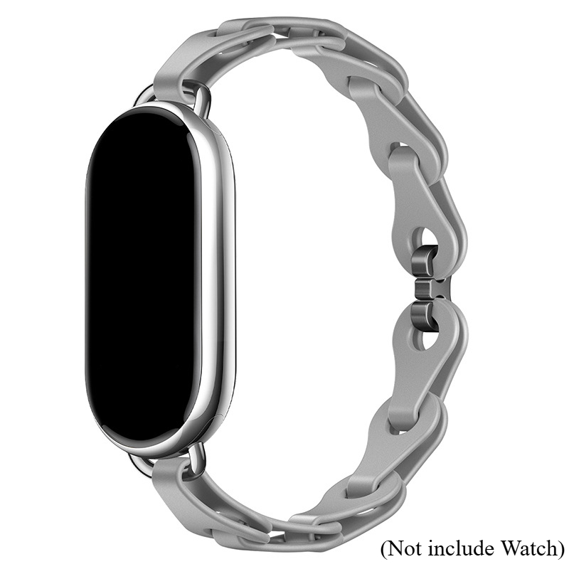 Rubber Strap for Xiaomi Mi Band 9 Stainless Steel Buckle Bracelet for Miband 8 NFC Lady Style Replacement Silicone Band