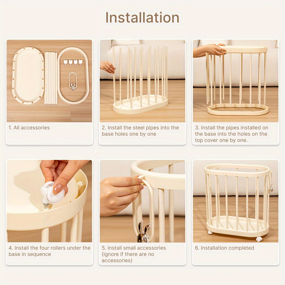 1PC Large Household Laundry Basket,Multi-functional Storage Organizer with Casters, Suitable for Yoga Mat&Racket Storage Basket