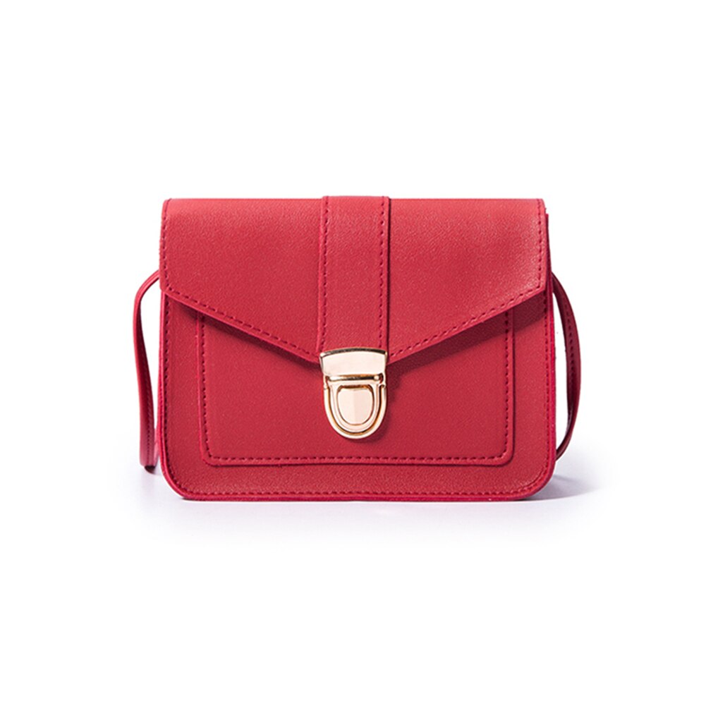 Women Crossbody Buckle Bags Female Small Solid Color Messenger Shoulder Bag B88: Red