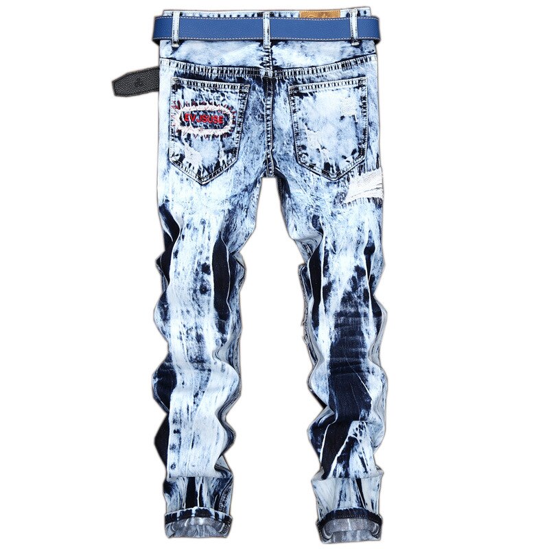Denim hul moto cykel jeans revet til mænd str. 28-38 40 42 2022 efterår forår hip hop punk streetwear