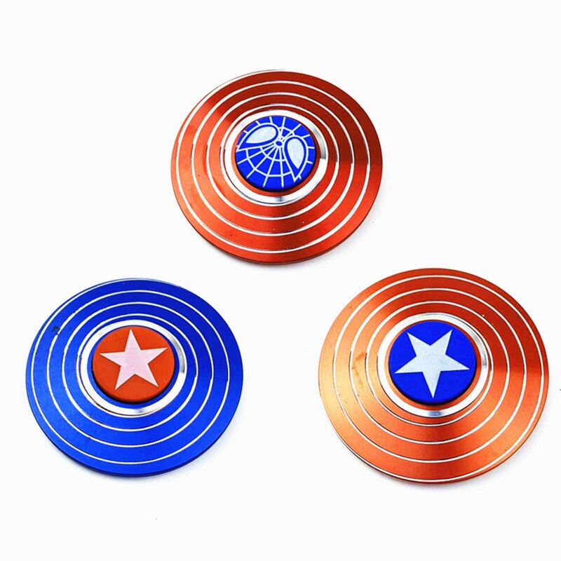 Commercio all'ingrosso Fidget Spinner Metallo Tri Capitan America A Mano Spinners Figet Dito Spiner Giocattoli per Anti-stress Capretto Dei Bambini Del Regalo