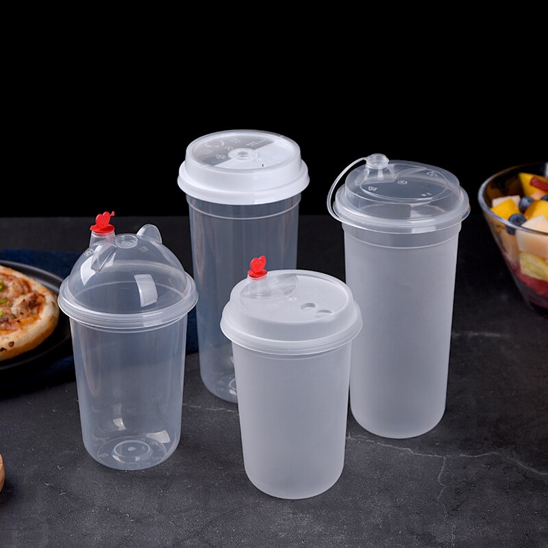 50pcs thick transparent plastic cups 500ml 700ml disposable coffee cup birthday party favors cold drink cups