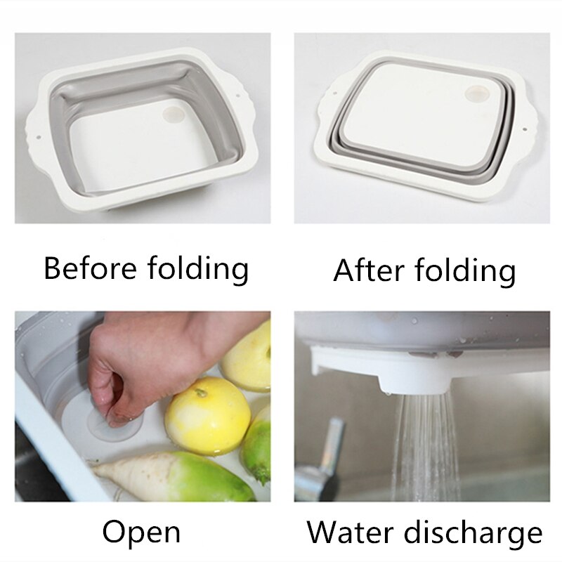 Cutting Board With Trays Folding Chopping Block Tabla De Cocina Para Cortar Kitchen Eco-Friendly Alimentos Multifunction Drain