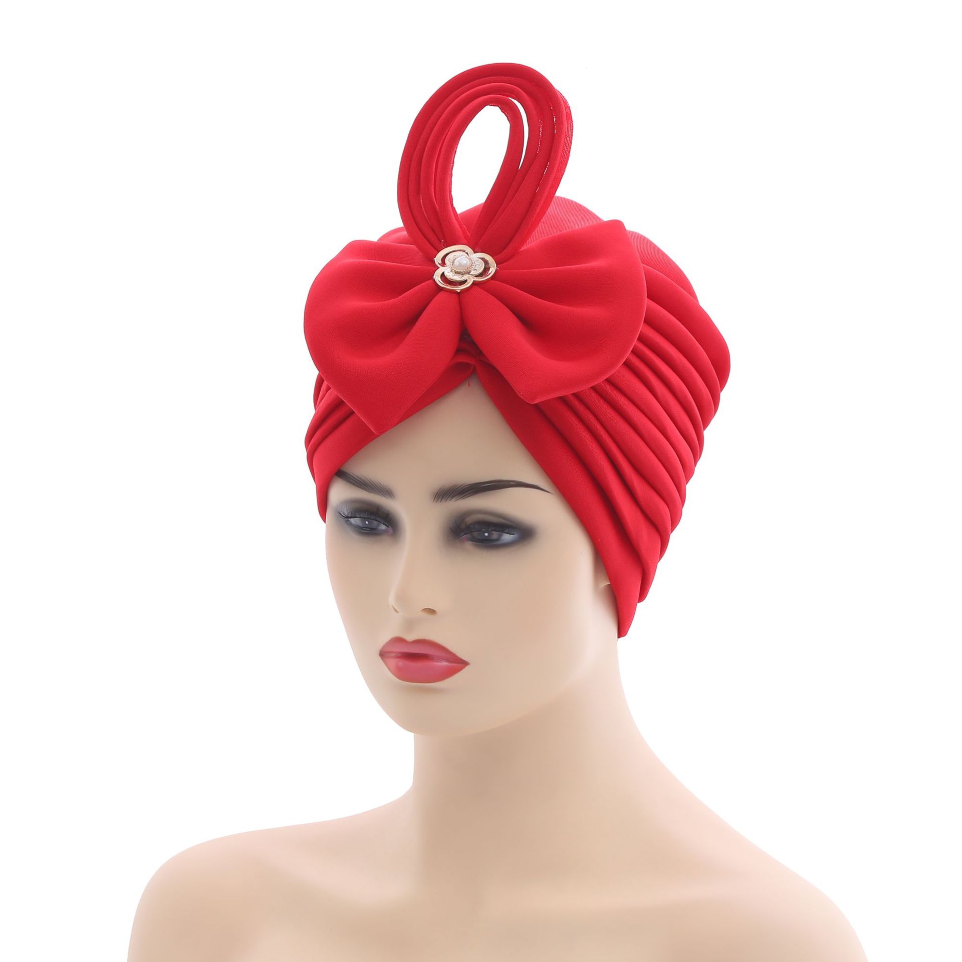 2022 neueste Nigerian Hochzeit Gele Kappe Afrikanische Auto Gele Headtie Muslimischen Turban Kappe Arabische Indien Hütte Weibliche Kopf wickeln Turbante mujer: rot