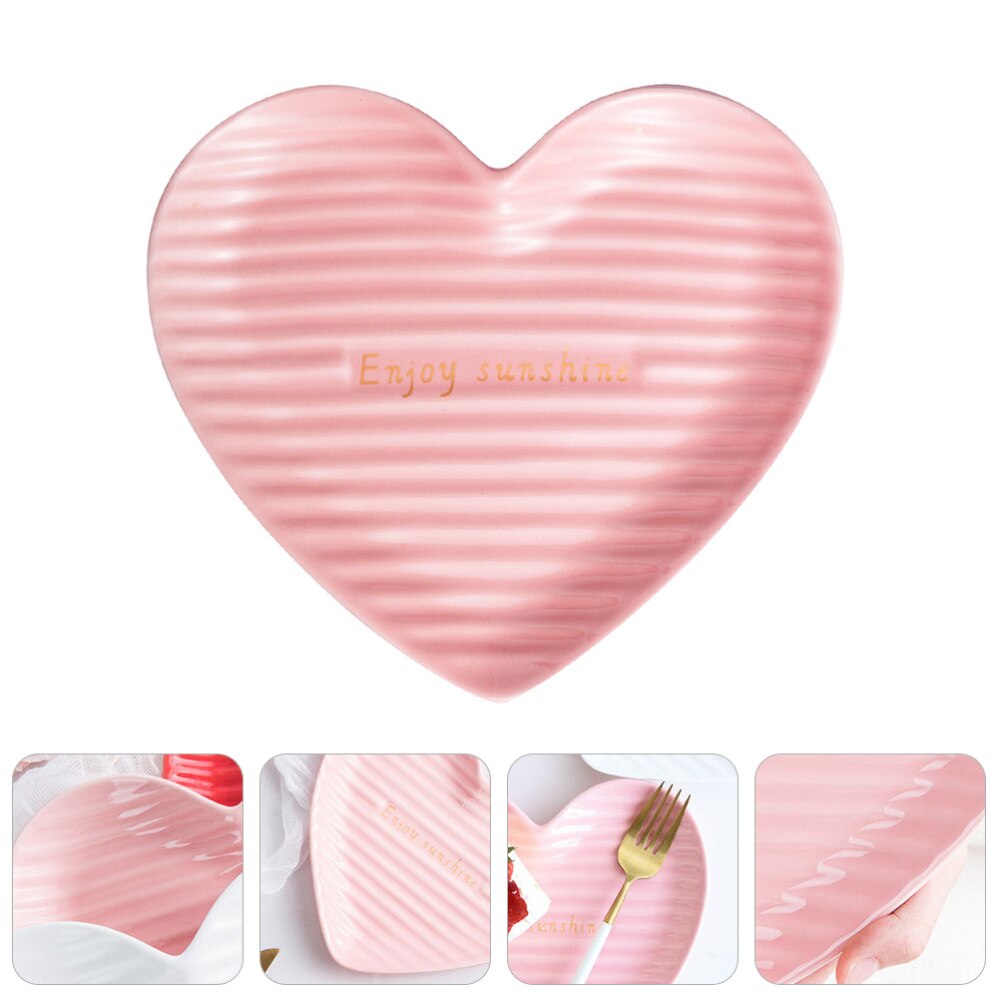 1pc Ceramic Food Serving Plate Food Tray Food Storage Plate Fruit Dessert Plate: Pink