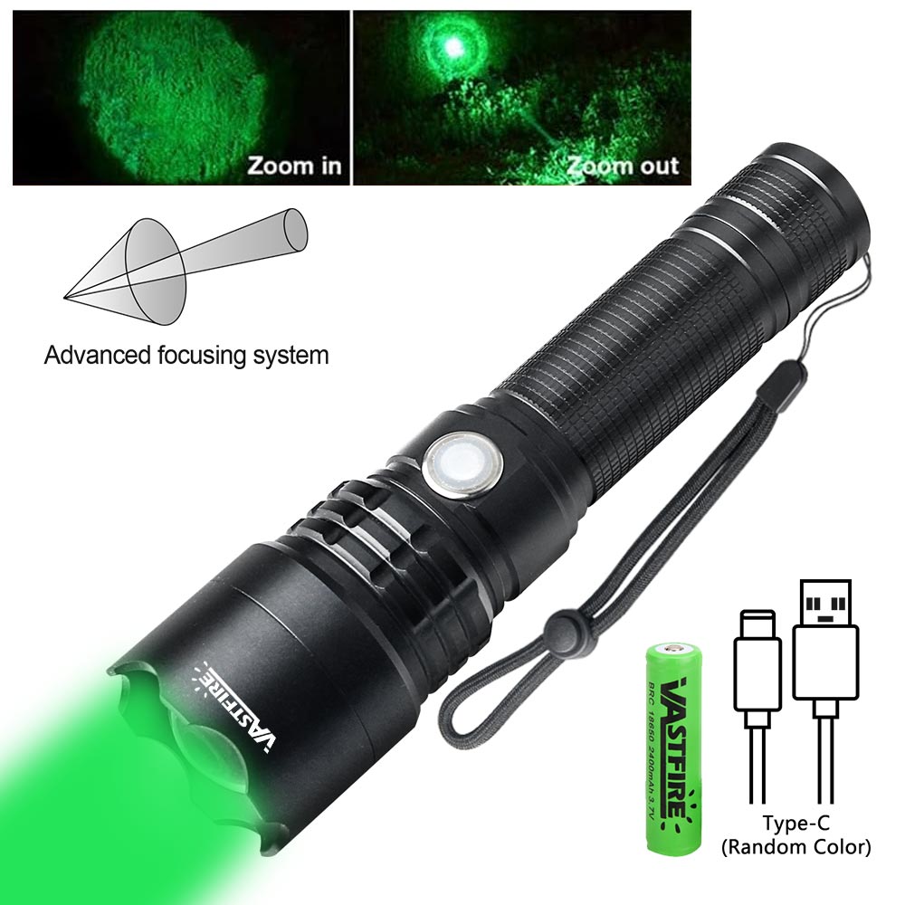 Hohe profession elle LED-Taschenlampe für die Jagd grünes Licht taktische Nacht Scout Licht Fisch Licht USB wiederauf ladbare wasserdichte Taschenlampe: changeable