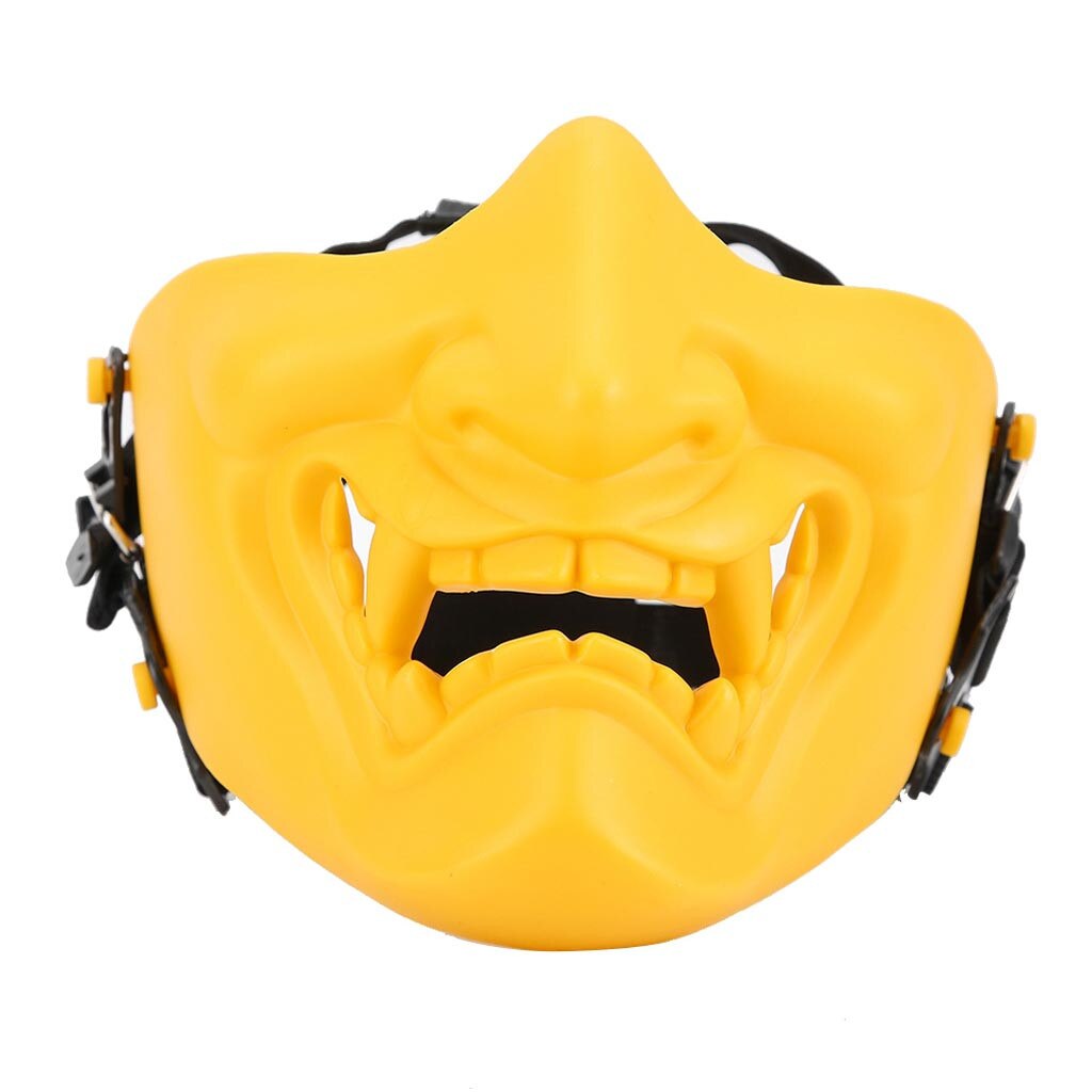 mondkapjes wasbaar Half Face Cosplay Tactica l Kabuki Samurai Devil Halloween Party Festival A variety of styles mask: Yellow