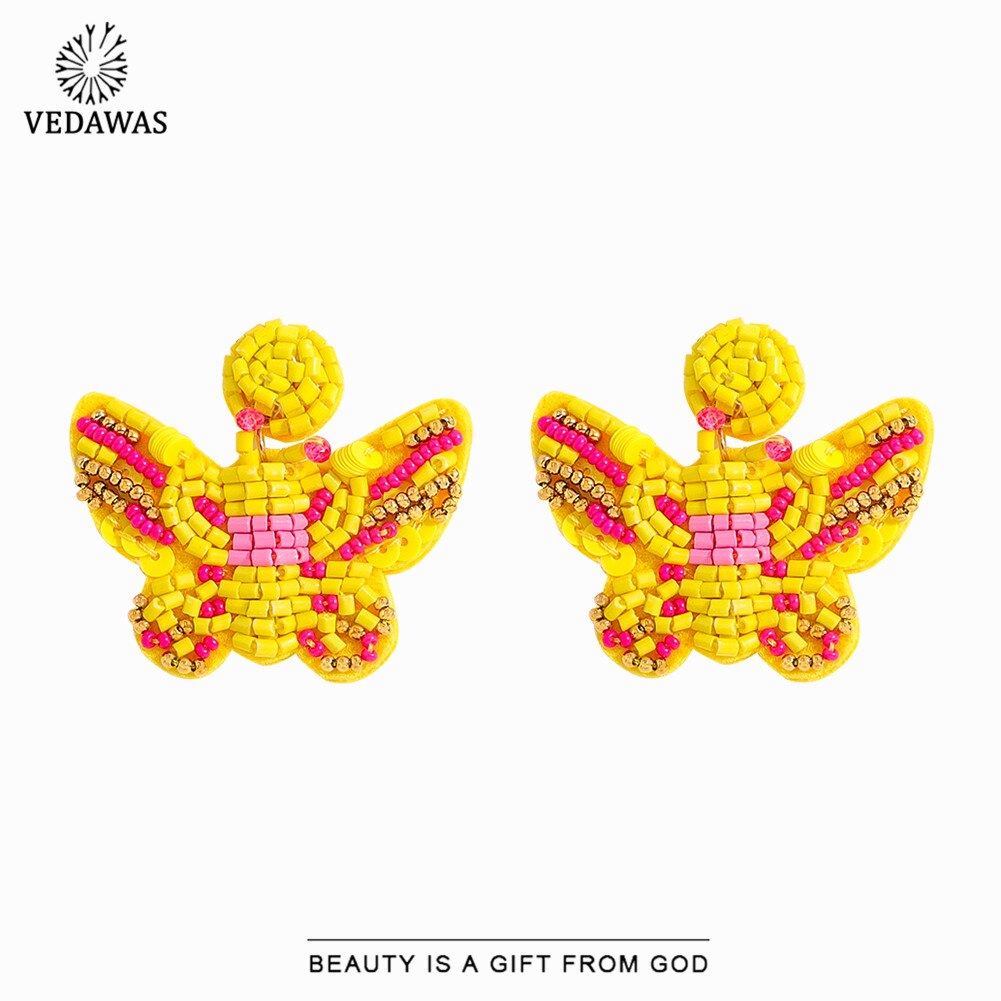 Vedawas Mode Vlinder Kralen Oorbellen Voor Vrouwen Trendy Handgemaakte Acryl Dier Oorbellen Bruiloft Sieraden Party