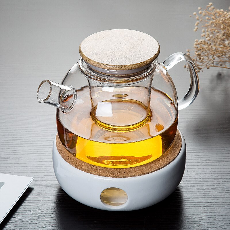 Tetera de flores resistente al calor, base de cerámica de calefacción, juego de té de flores con vela, estufa de té , base de aislamiento