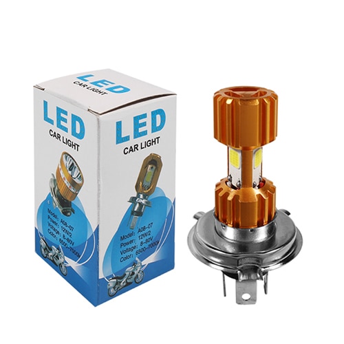 1Pcs Super Heldere H4 Led Motorfiets Koplamp Hi-Lo Beam 2000LM HS1 Led Moto Lampen Cob Koplamp Voor motor Scooter Atv Motor: 18W 3COB