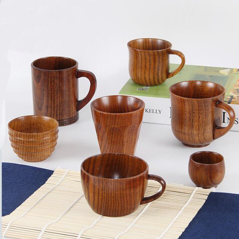 Naturligt trä mugg kaffe vin glas vattenkokare isolering tekopp för familjen te rum bar öl mjölk drinkware