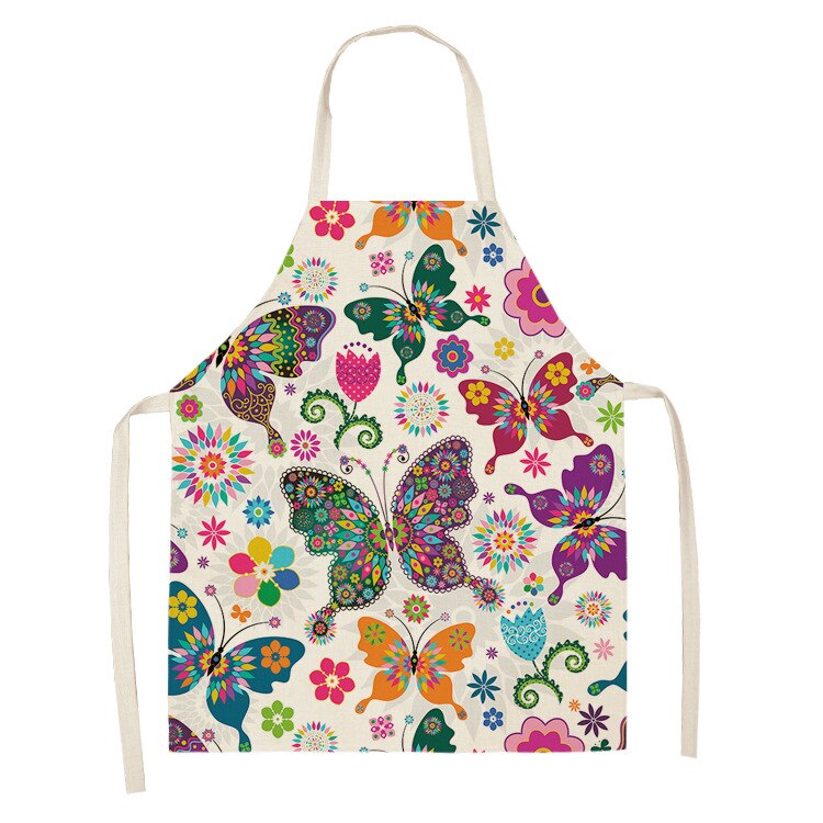 Karikatur Schmetterling Schürze Gedruckt Küche Schürzen für Frauen Baumwolle Leinen Hause Kochen Backen Taille Lätzchen Schürze Reinigung Werkzeuge: A2 / 47x38cm