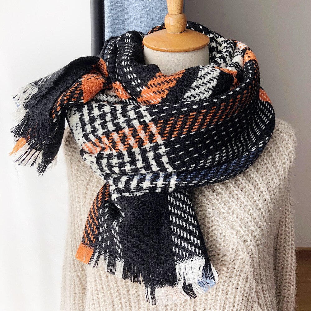 Pied-de-poule geruite acryl pashmina sjaal dames winter warm imitatie kasjmier deken sjaals omslagdoeken bufanda: 6