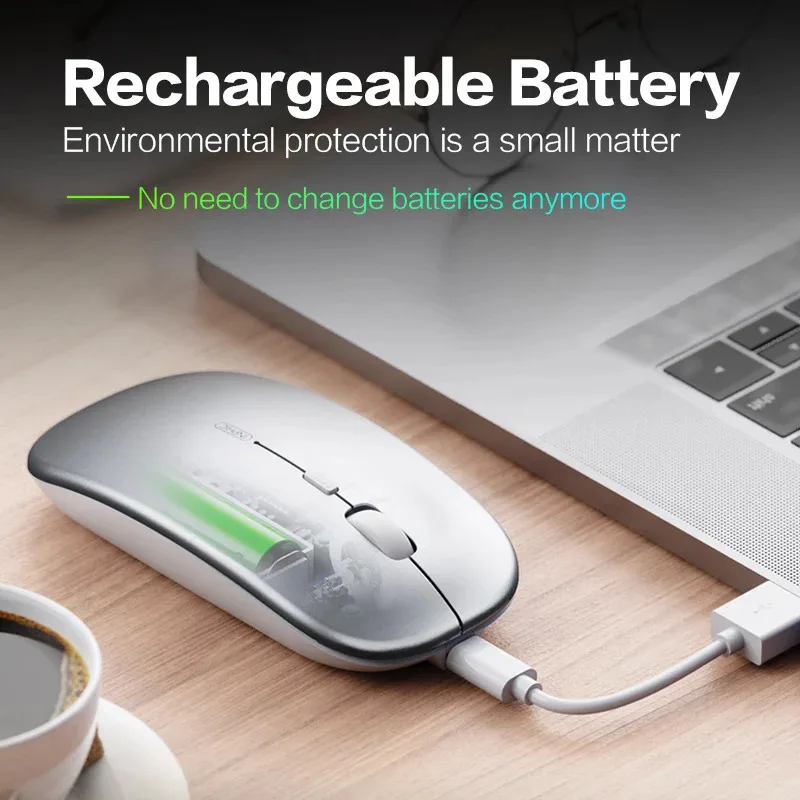 Inphic  m1 Profi kabellose maus, wiederaufladbare, geräuschlose maus, bluetooth-funkmaus mit drei modi, akkuanzeige + usb-c-ladefunktion