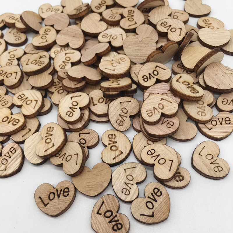 100 stuks houten knutselwerkjes in de vorm van een liefdeshart voor op een bruiloft, op een tafel, voor thuis, als decoratie voor een verjaardag, als bedankje voor een feestje of als plakboek 62071