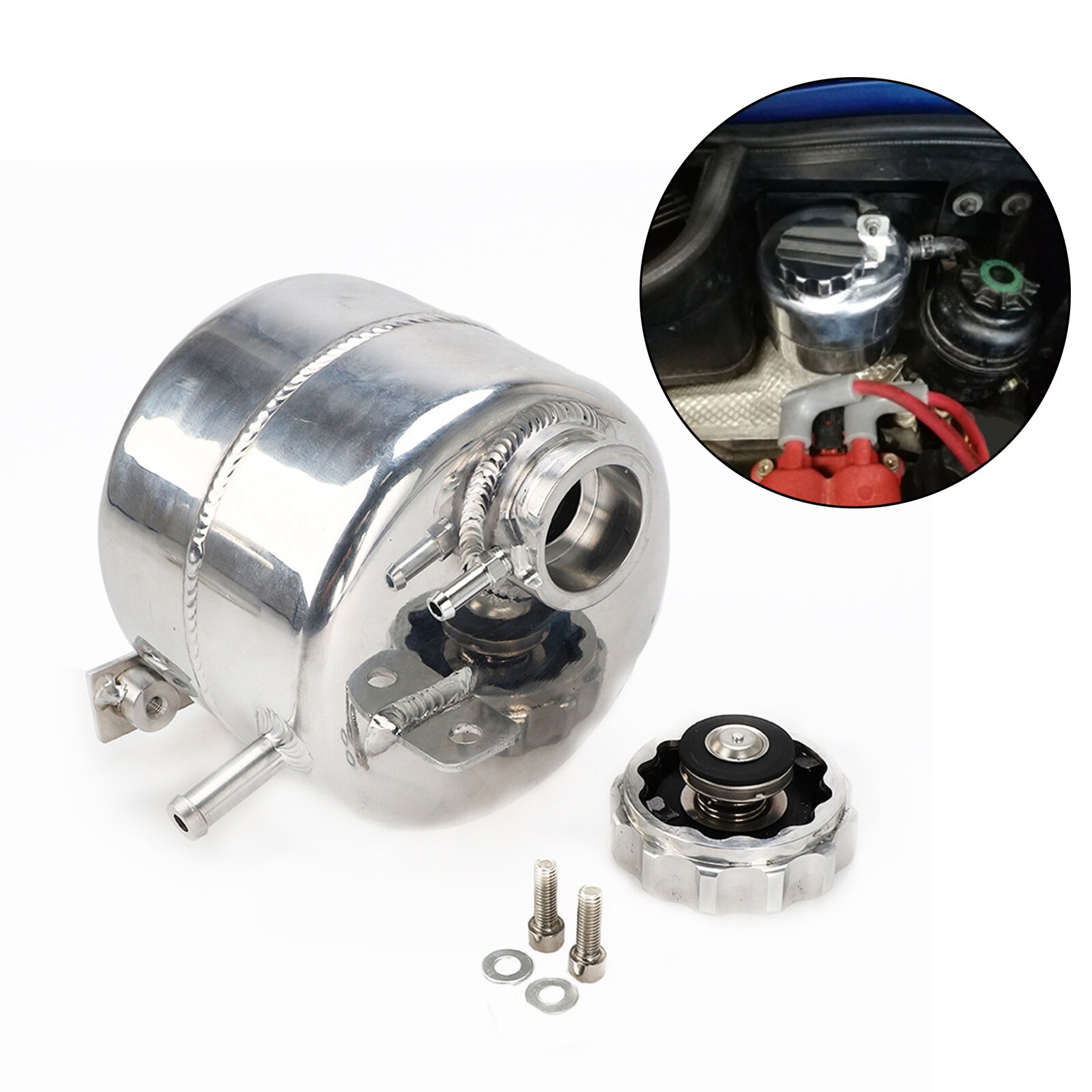 Aluminum Coolant Header Expansion Water Tank Reservoir Can for BMW R53 MINI Cooper S 02-06 Vehicle Replacement 1 Set
