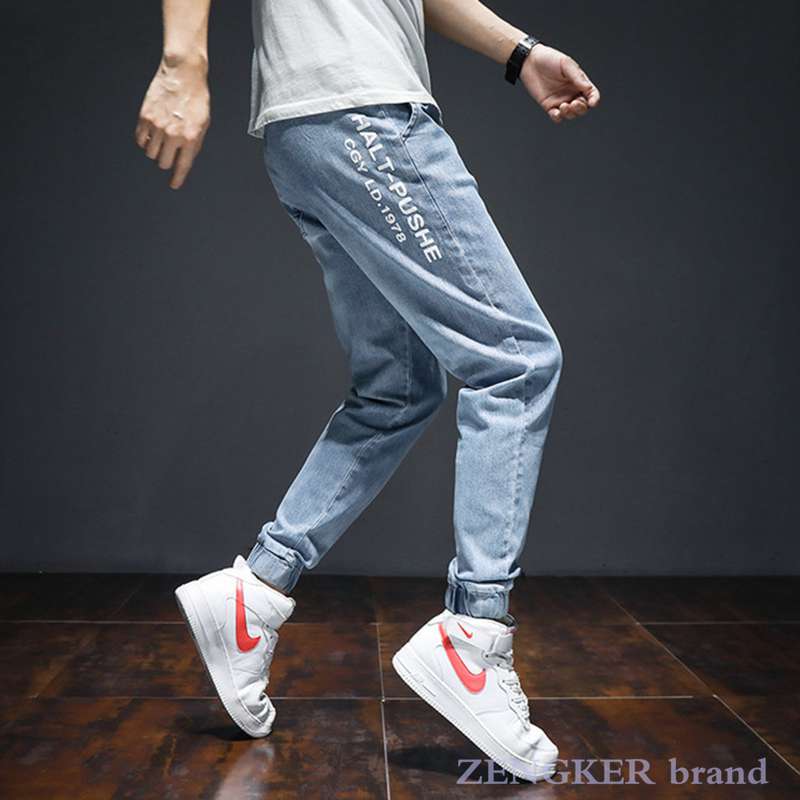 Spring plus size jeans herr elastiska fötter byxor lösa herr byxor oversized jeans herr byxor jeans herr 7xl 6xl 5xl: Xxxl