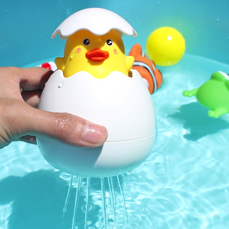 Baby Bathing Toy Kids Cute Duck Penguin Egg Water Spray Sprinkler Bathroom Sprinkling Shower Swimming Water Toys Kids: 4 yellow