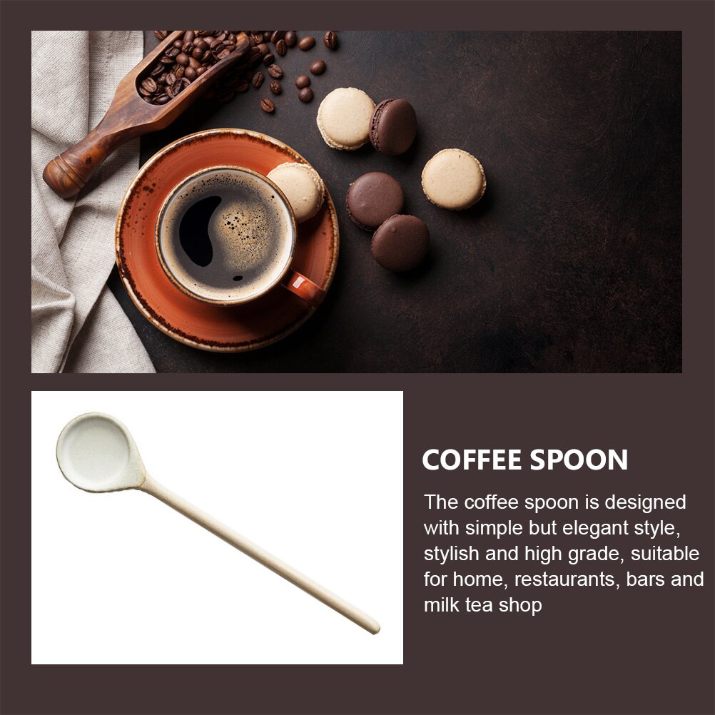 Retro Ceramic Coffee Spoon Vintage Coffee Spoon Long Coffee Spoon Home Supplies
