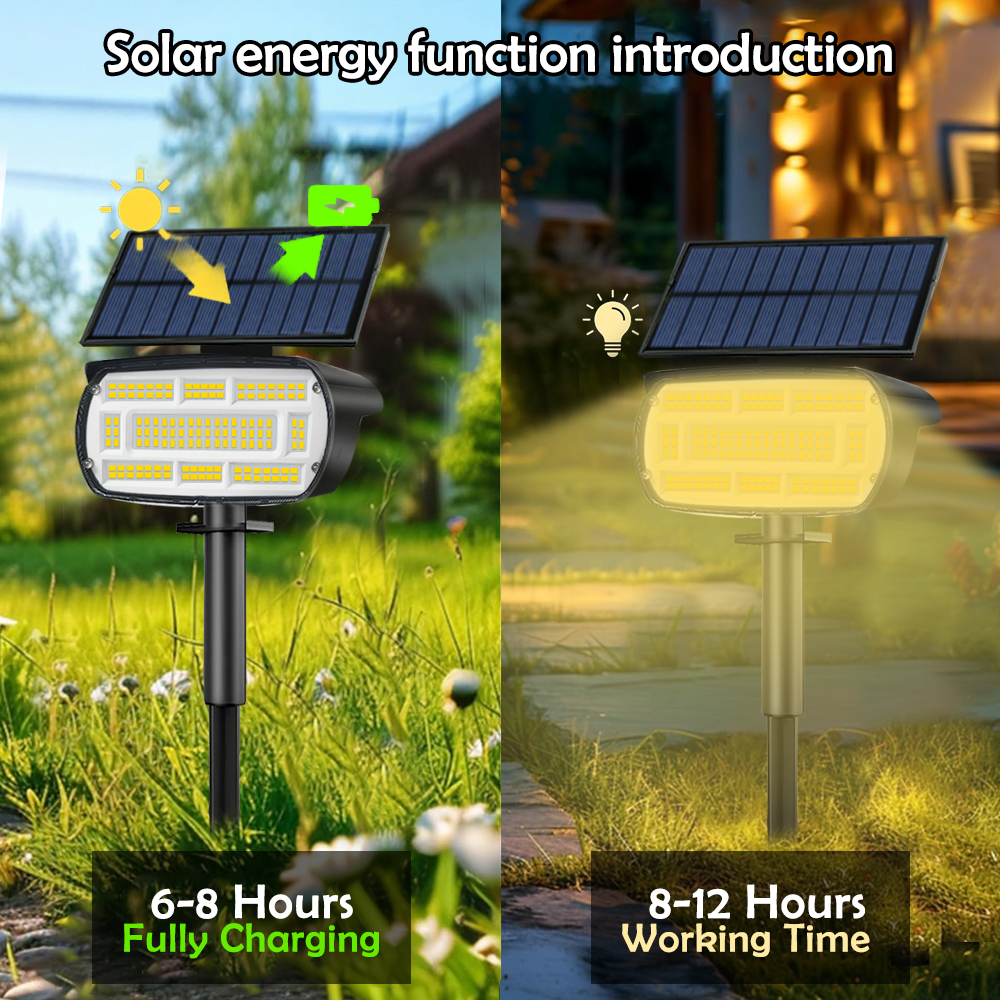 136LED-tuinverlichting op zonne-energie Buitenverlichting op zonne-energie Waterdichte landschapsspots op zonne-energie Tuinpad Muurveranda