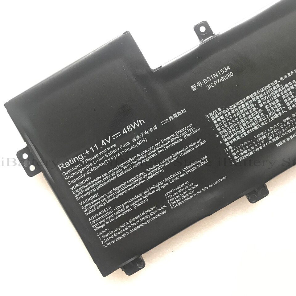 Echt B31N1534 Batterij Voor Asus Zenbook UX510 UX510UX UX510UW U5000 Serie