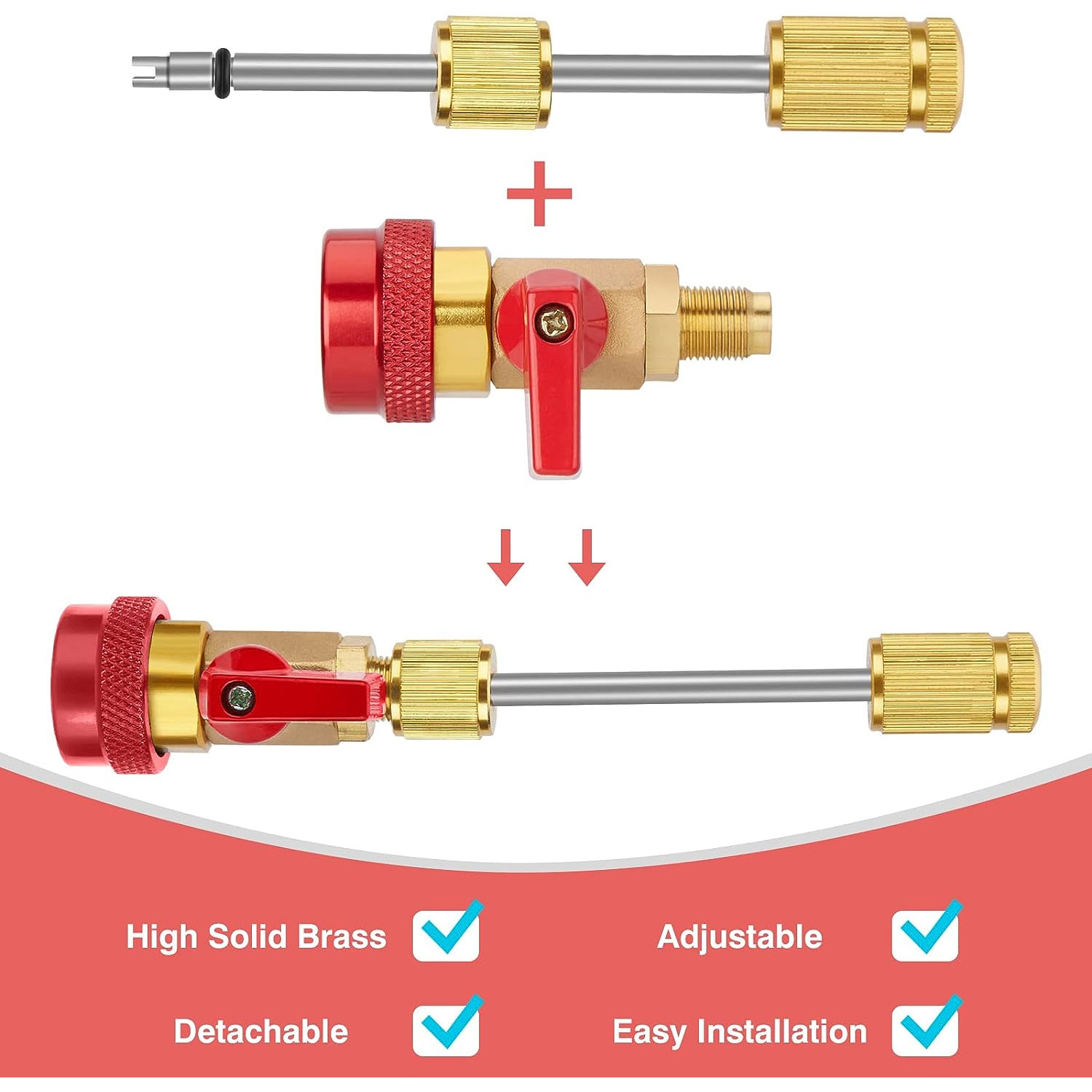 Instalador de extracción rápida de núcleo de válvula R134A, herramienta removedora de núcleo de válvula de alta/baja presión para sistema de aire acondicionado refrigerante
