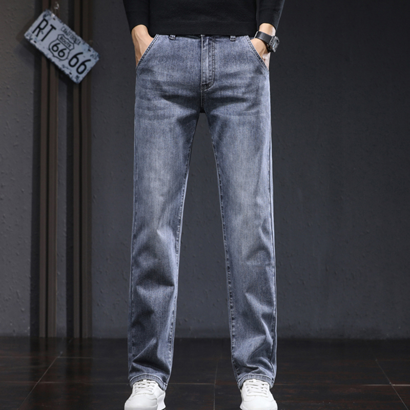 Pantalones vaqueros rectos para hombre, Jeans lavados de , elásticos, informales, versátiles, de , clásicos, primavera y otoño