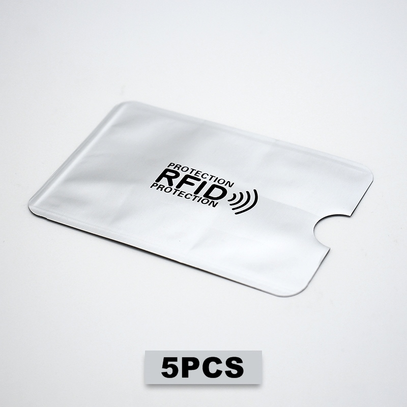 5 adet taşınabilir Anti RFID kredi kart tutucu banka kimlik kartı kapak tutucu kimlik koruyucu kılıf iş kart tutucu F094: silver