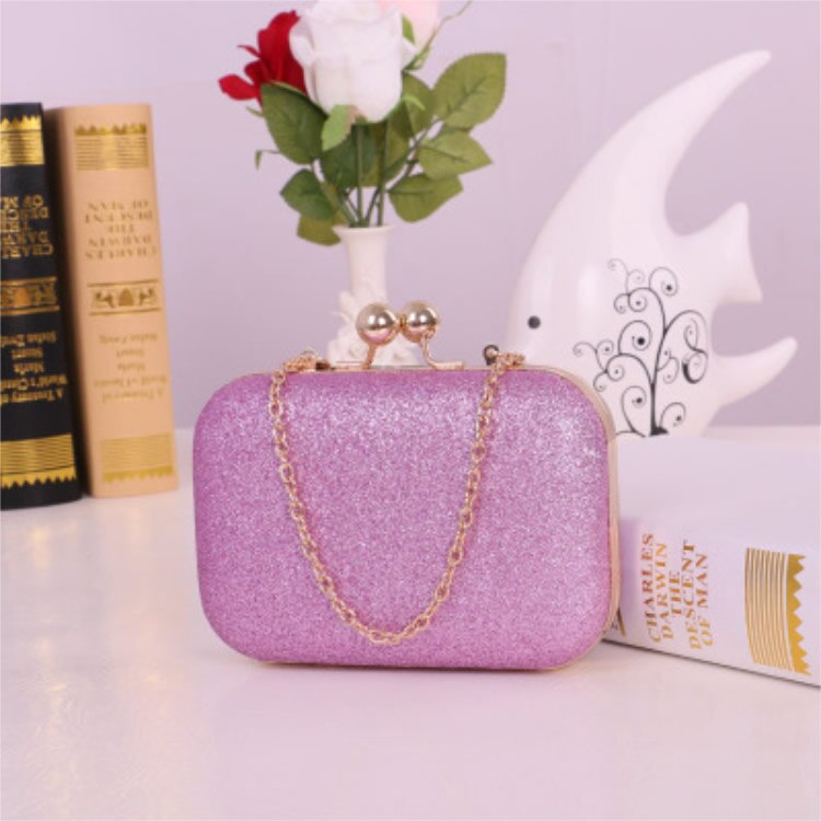 Bolso de mano Brillo de lentejuelas para mujer, Pochette lisa en color rosa y azul, para boda, banquete, , con asa: light purple