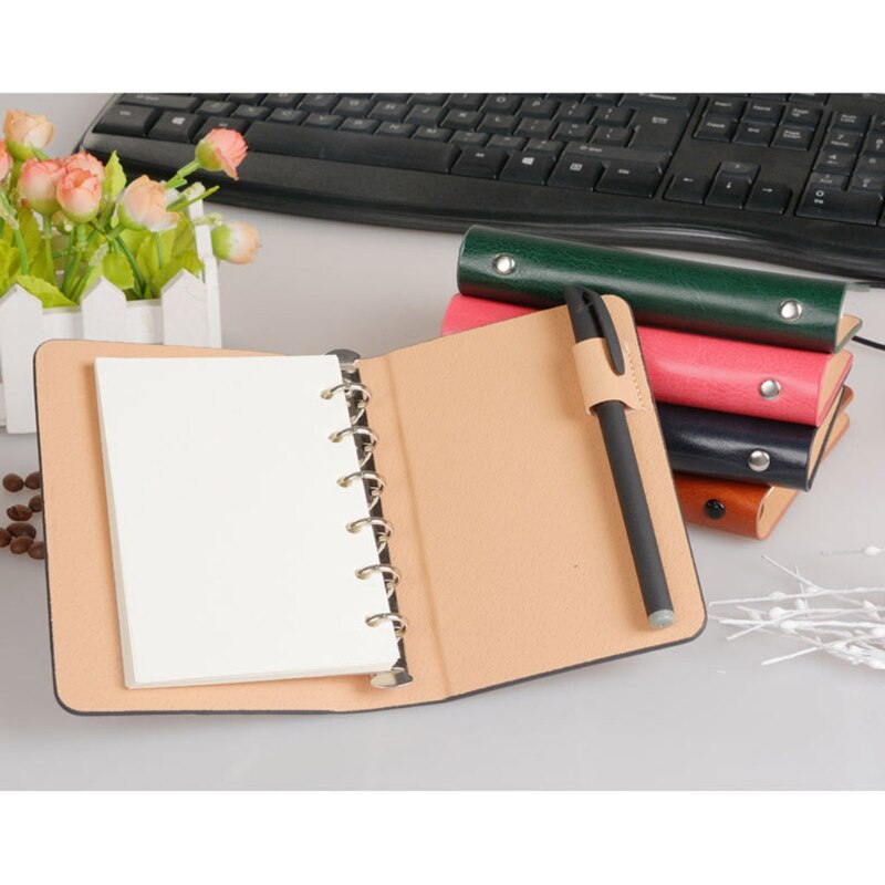 A7 Pocket Loose-leaf Notebook Leather Cover Business Diary Memos Planner Notepad