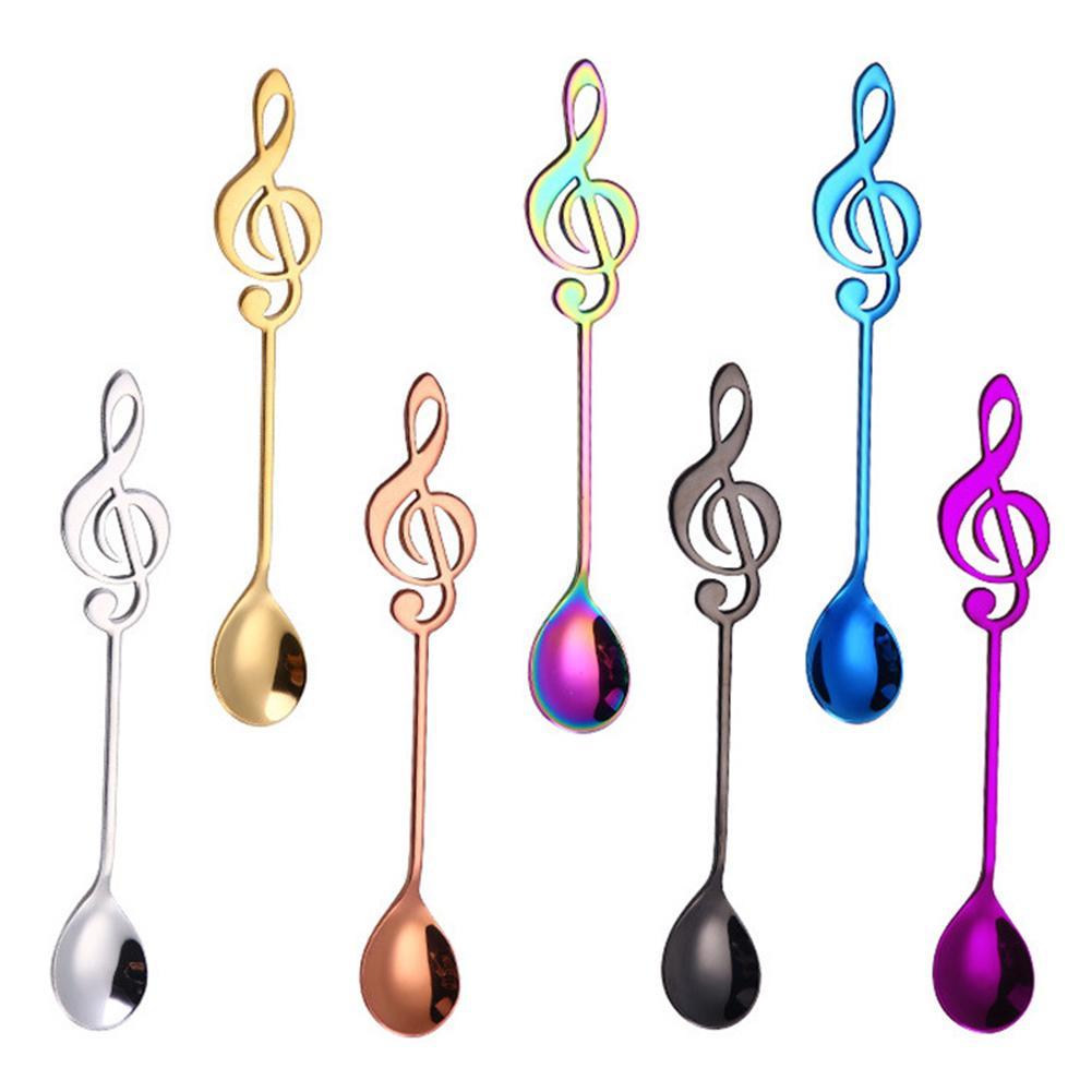 Stainless Steel Musical Notes Ice Cream Coffee Tea Stirring Spoon Tableware