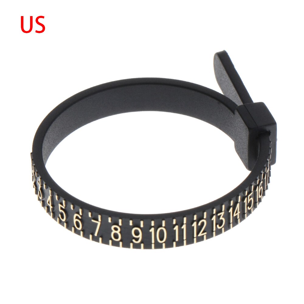 Ring Sizer UK/US Official British/American Finger Measure Gauge Men And Womens Sizes A-Z Jewelry Accessory Measurer: black-US